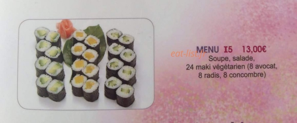 Carte et menu de Tokyo Sakura à Asnieres sur Seine — Menu 13€