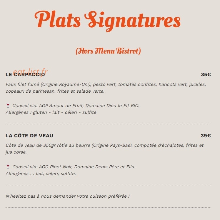 Bistrot Pas Parisien — carte page 3