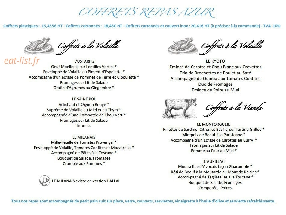 Bleu à Table — carte page 2