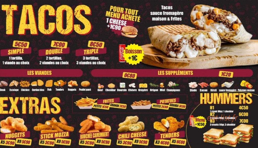 Boom's food — carte page 2