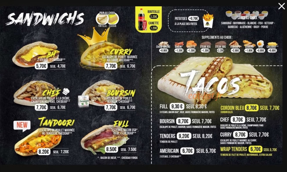 Burger House — carte page 1