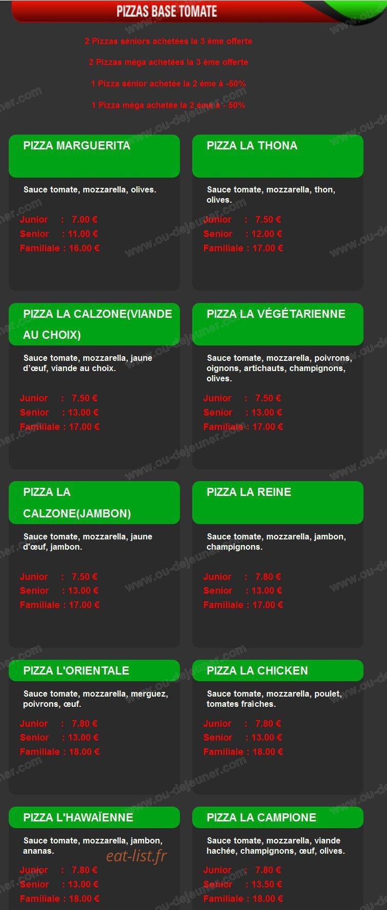 Caza Pizza — carte page 3