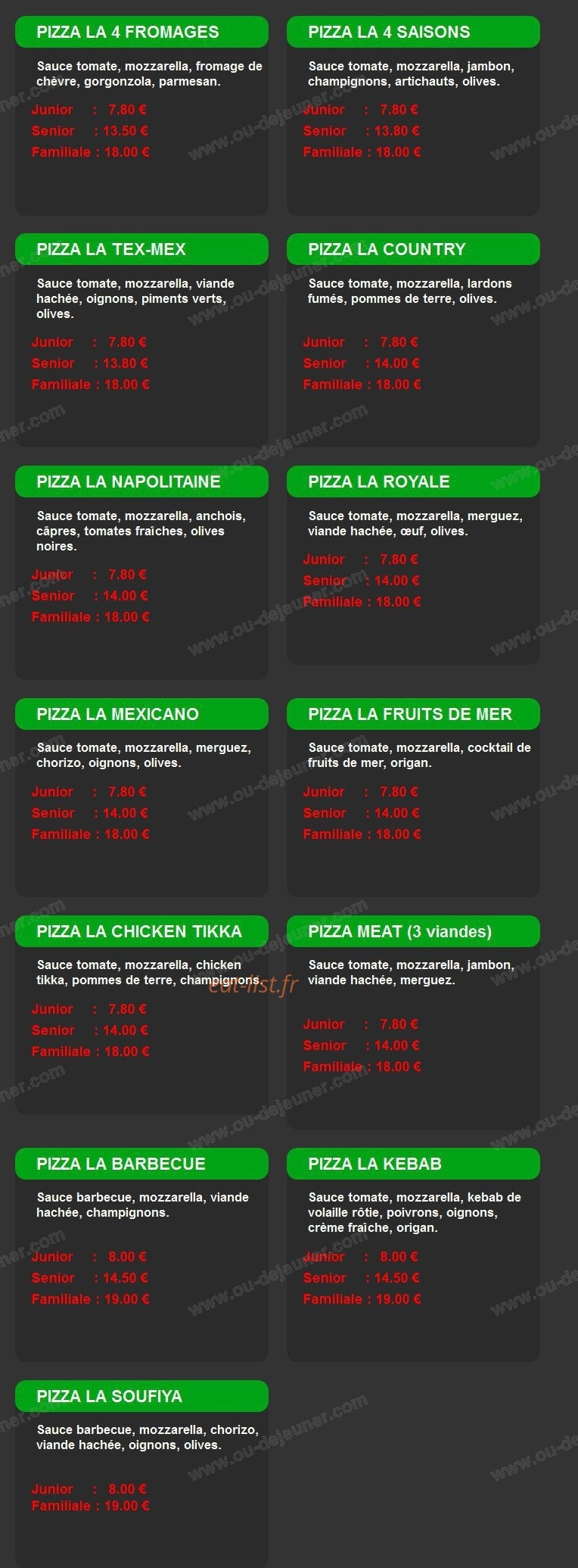Caza Pizza — carte page 4