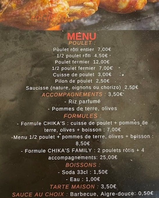 Chika’s — carte page 2