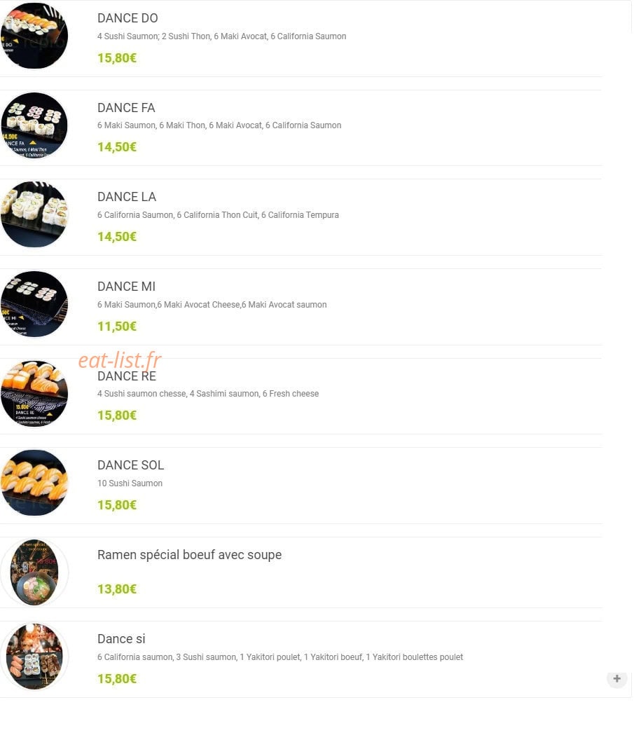 Dance Sushi — carte page 6