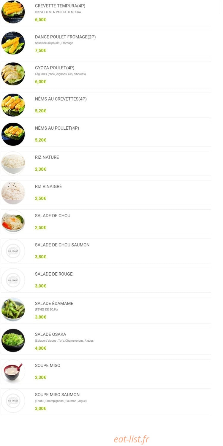 Dance Sushi — carte page 1