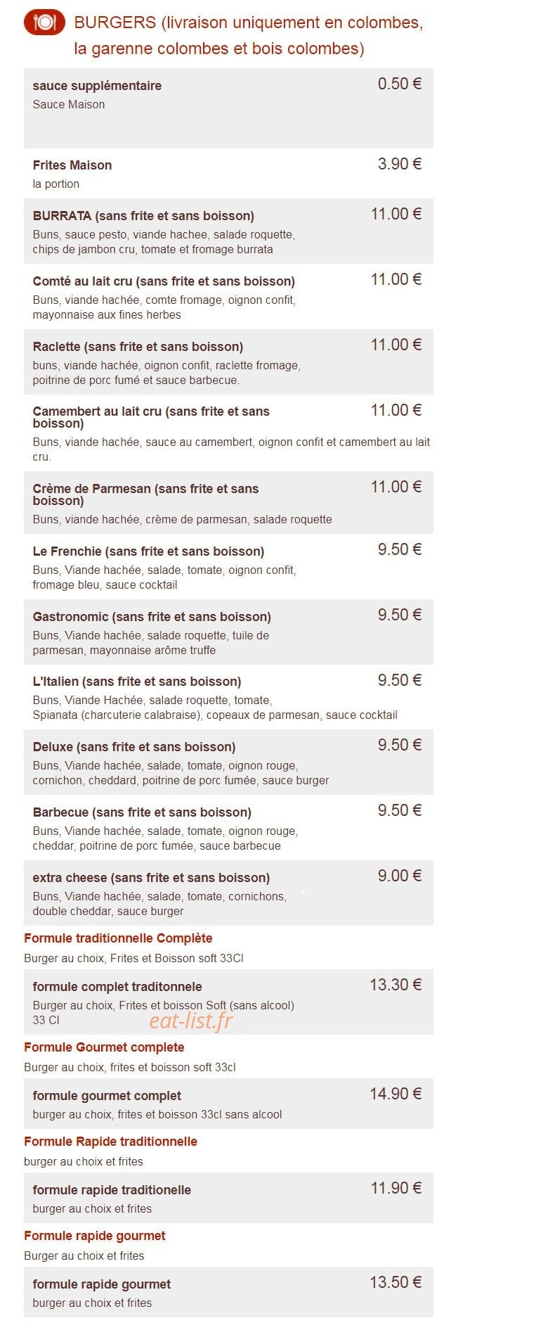 F et L Burger — carte page 1