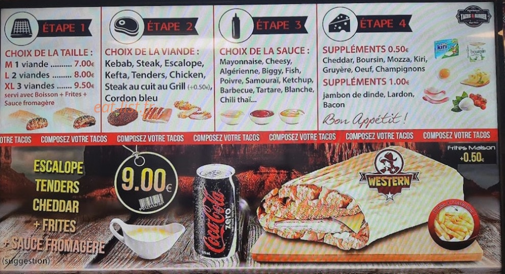 King Fries — carte page 1