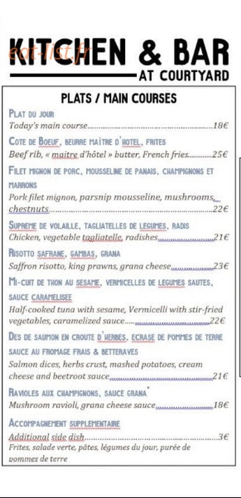 Kitchen and Bar — carte page 2