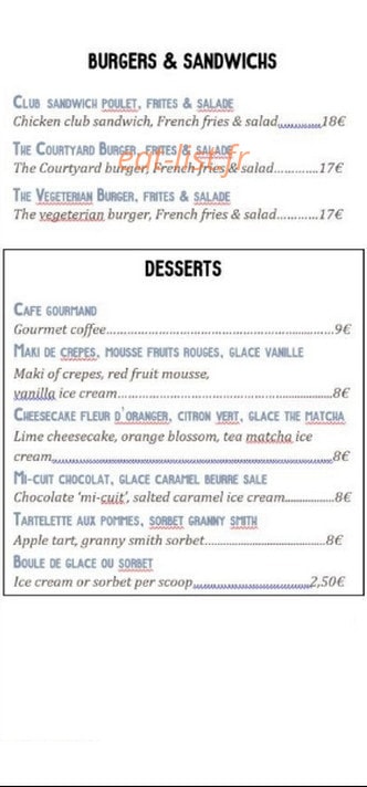 Kitchen and Bar — carte page 3