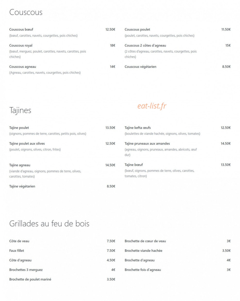 La Baraka — carte page 2