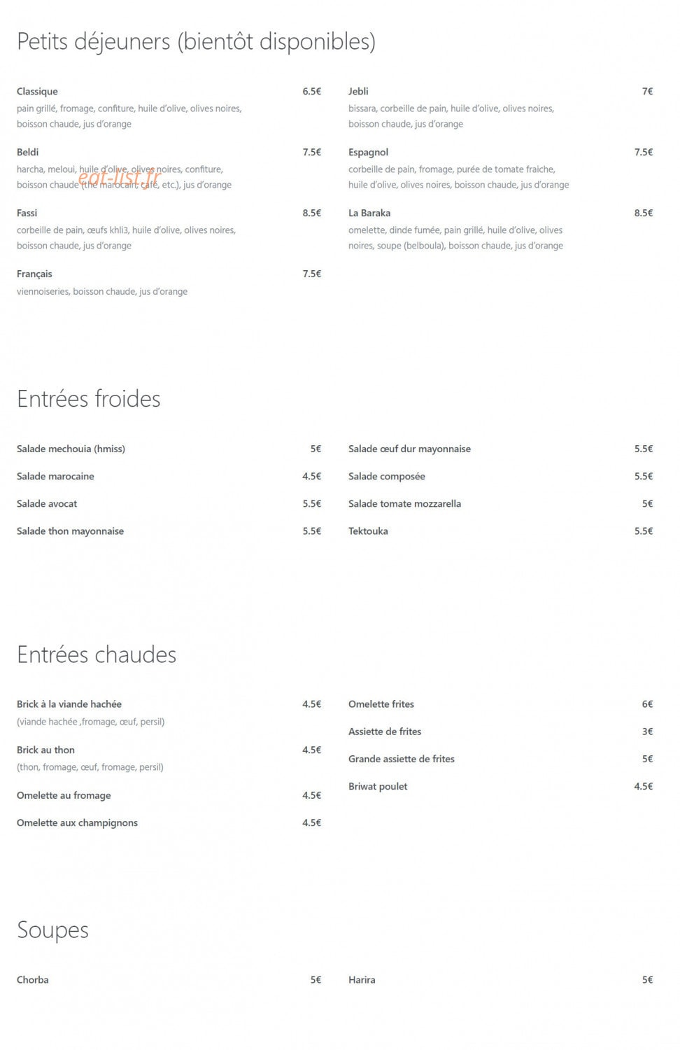 La Baraka — carte page 1