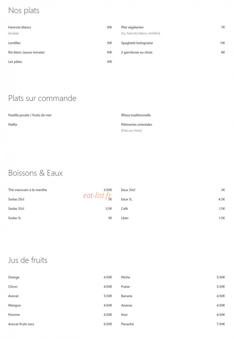 La Baraka — carte page 3