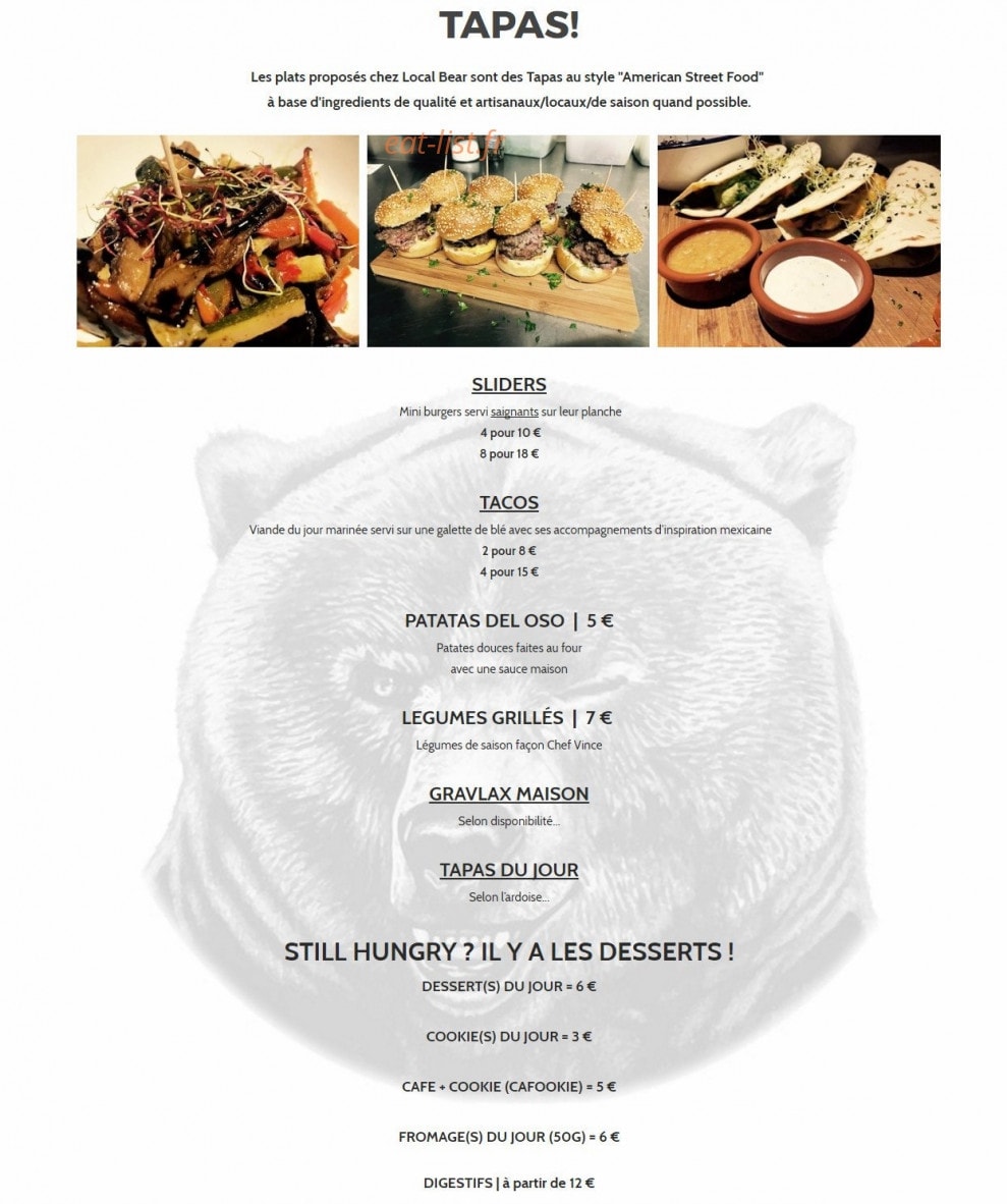 Local Bear — carte page 4
