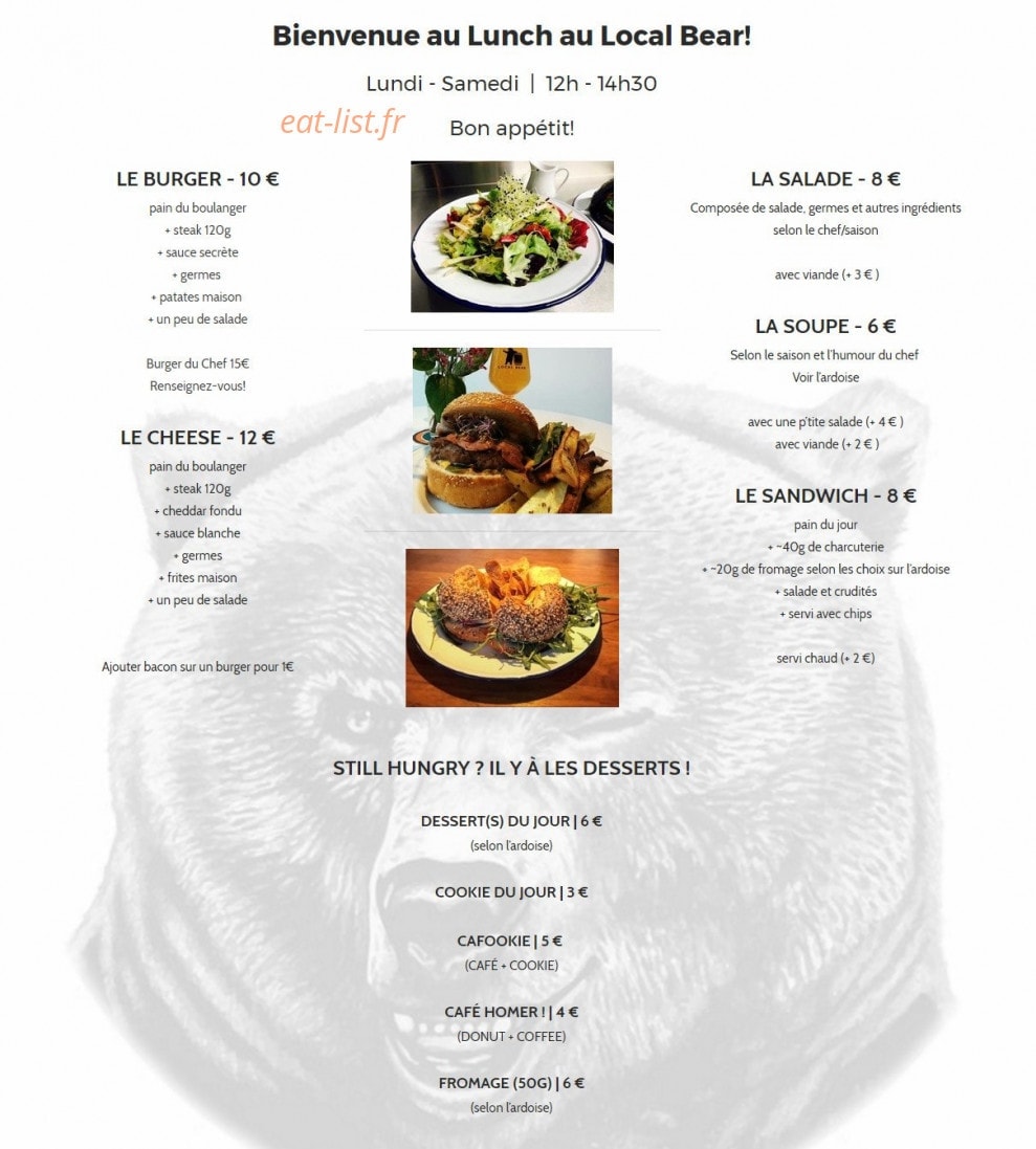 Local Bear — carte page 1
