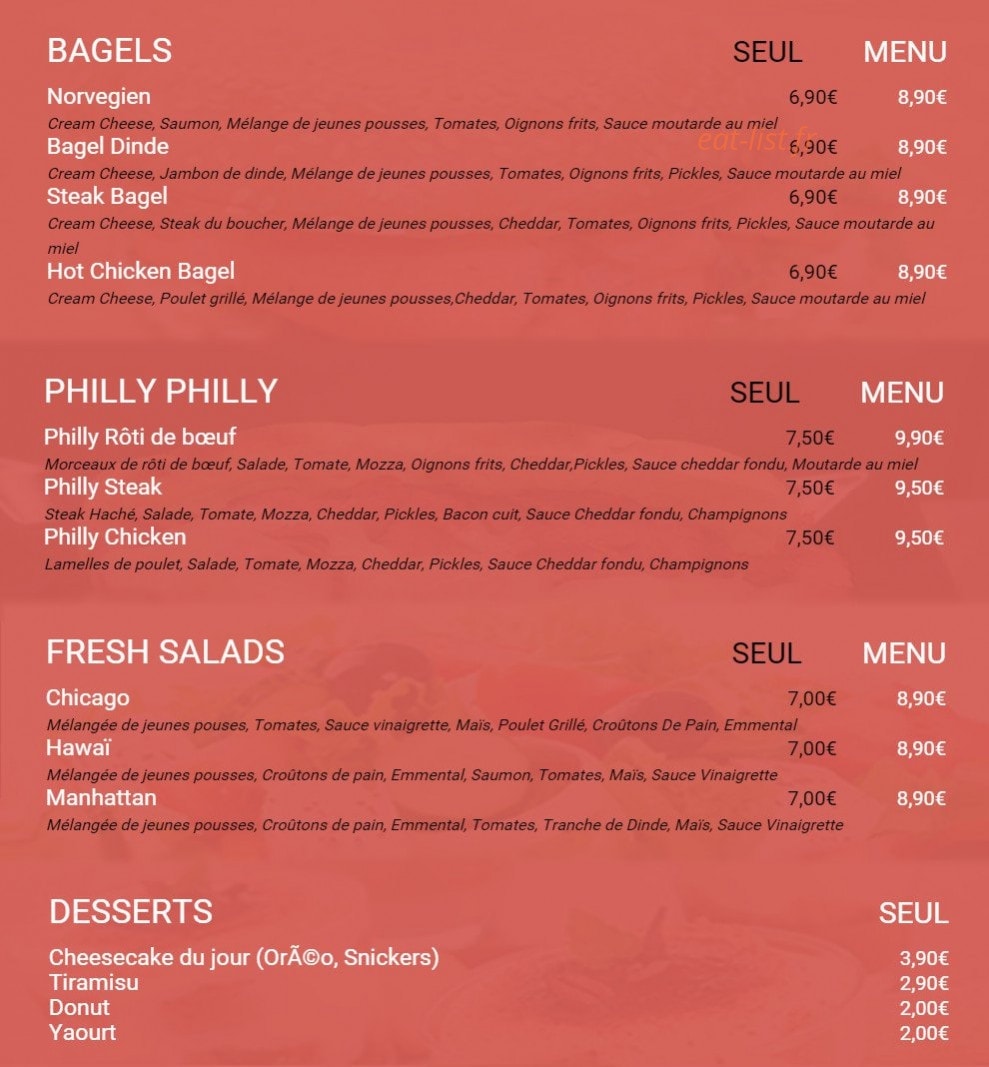 Monday's — carte page 1