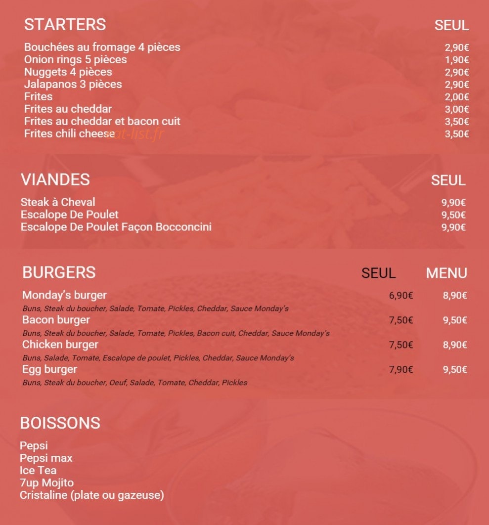 Monday's — carte page 2