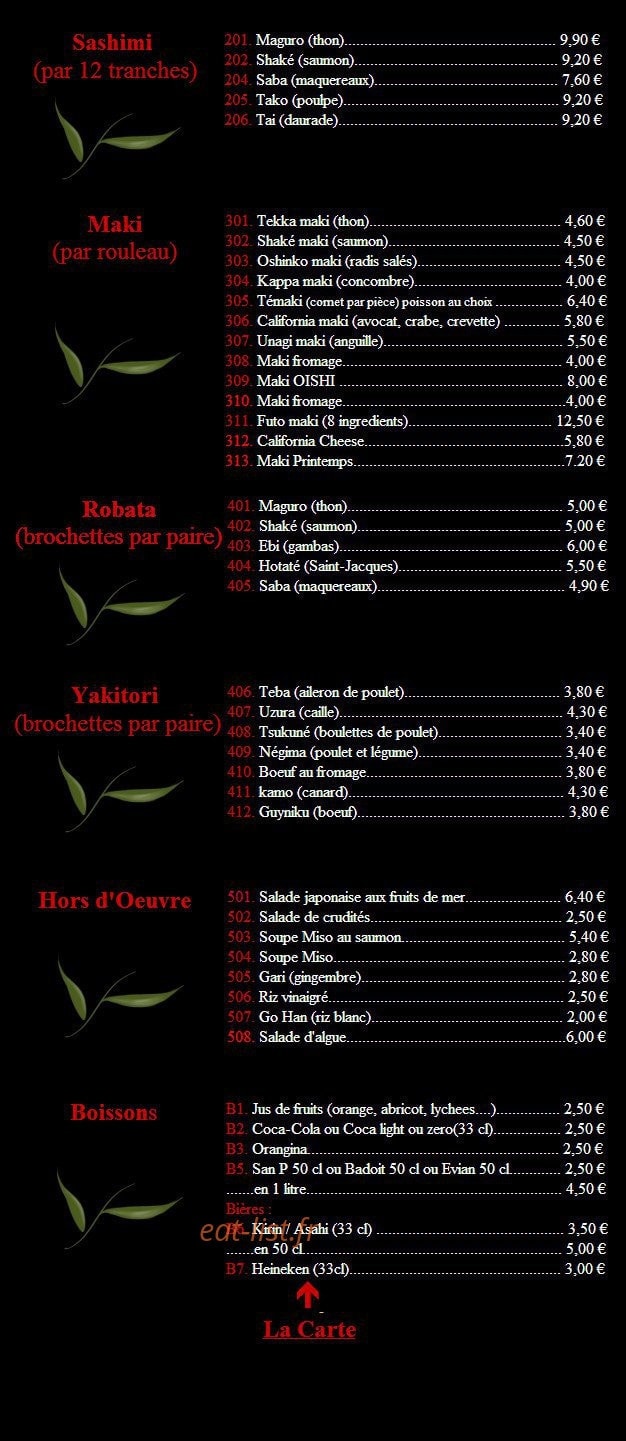 Oishi sushi — carte page 7