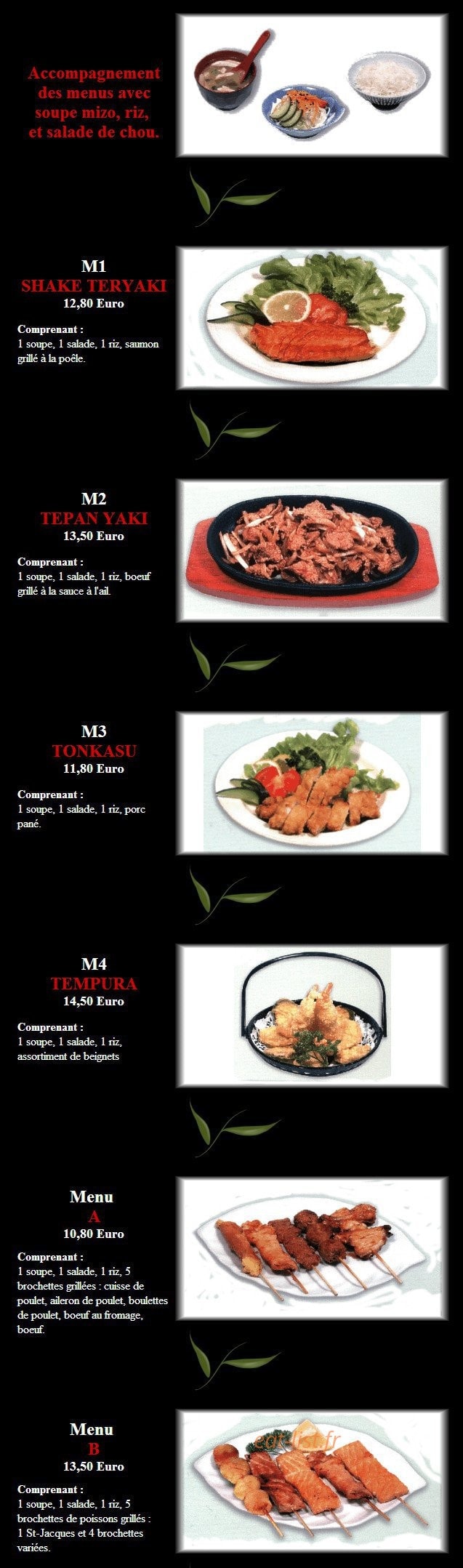 Oishi sushi — carte page 1