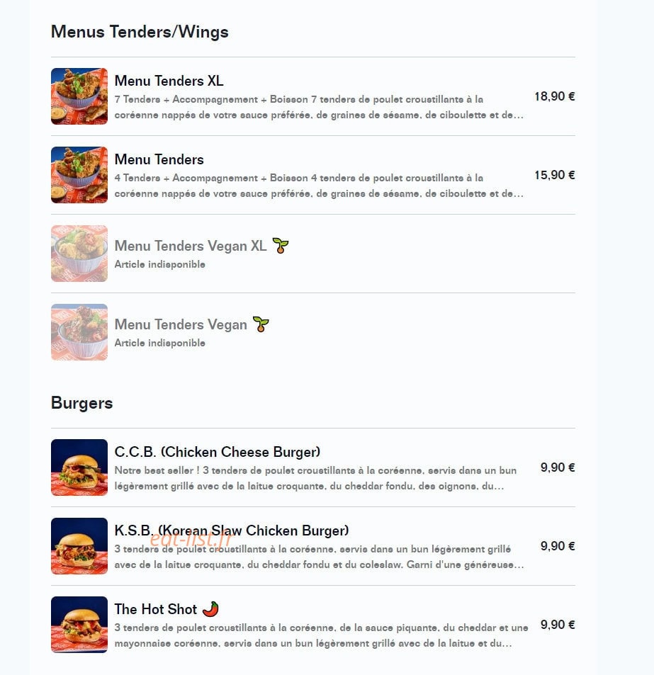 Out Fry — carte page 2