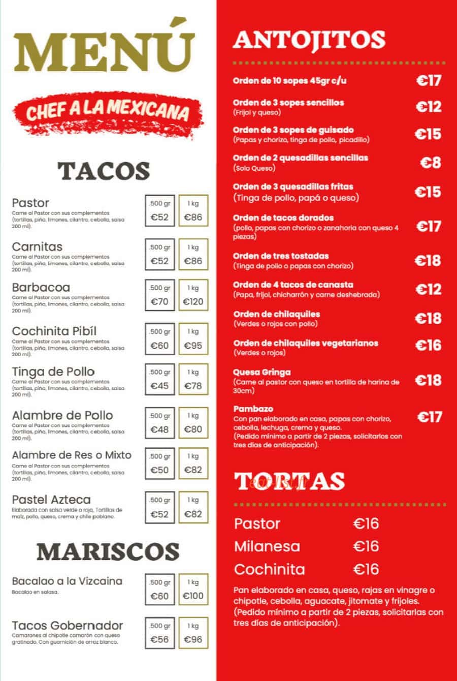 Traiteur mexicain — carte page 1