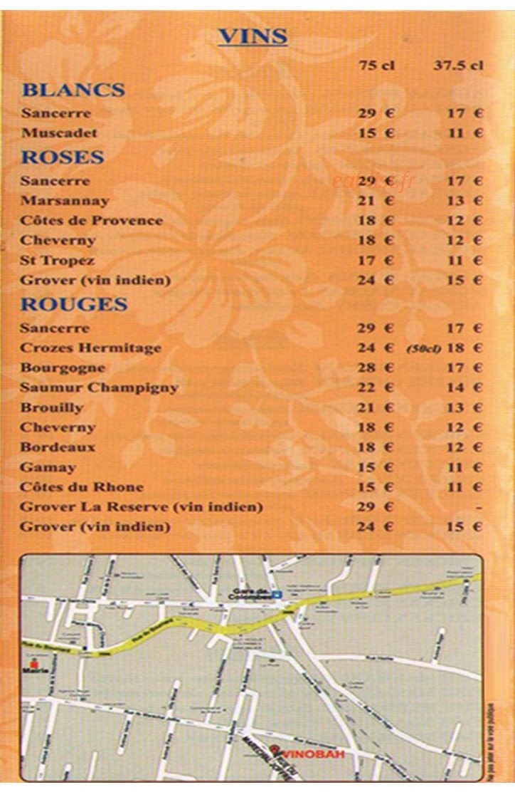 Vinobah — carte page 18