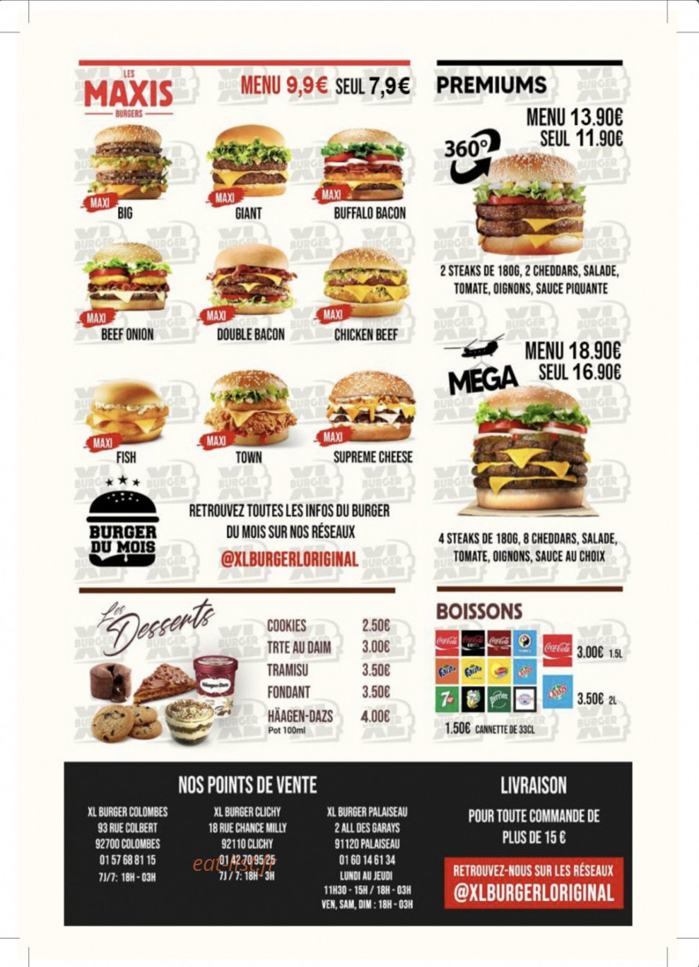 XL burger — carte page 2