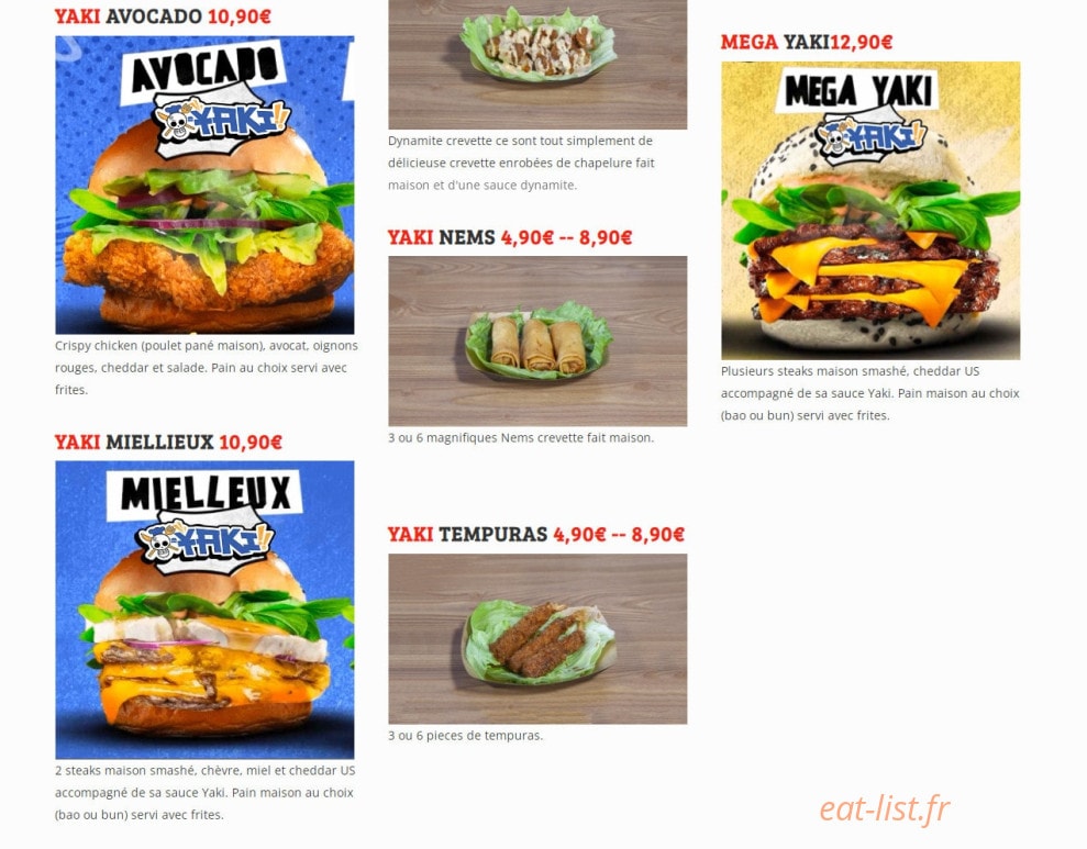 Yaki Burger — carte page 2