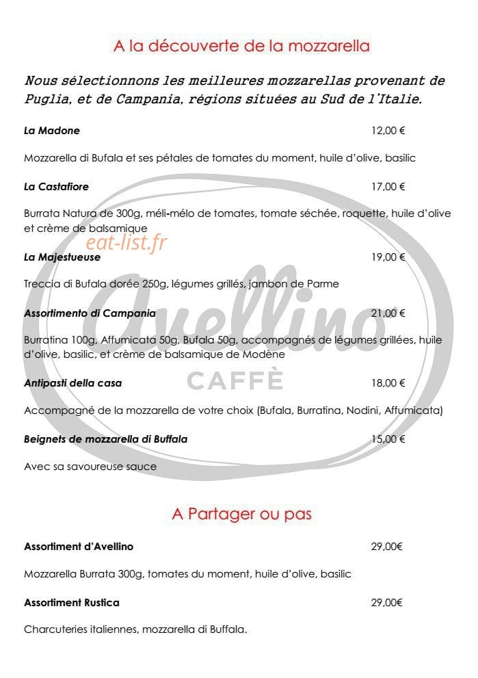 Avellino caffé — carte page 13