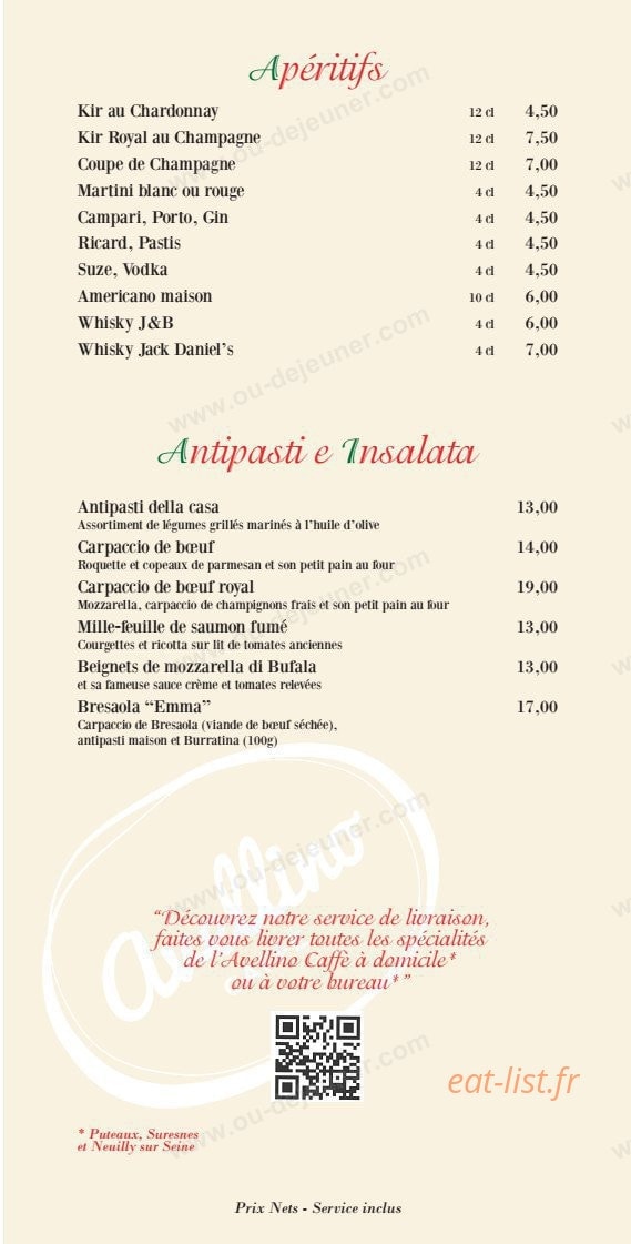 Avellino caffé — carte page 4