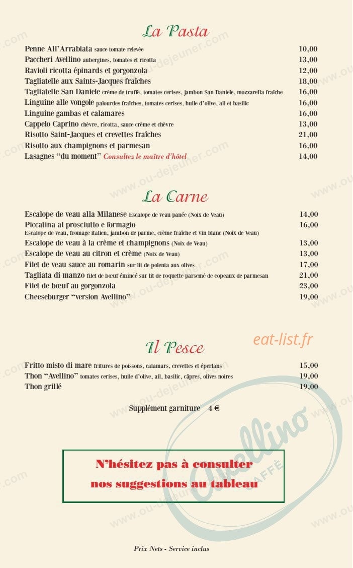 Avellino caffé — carte page 2