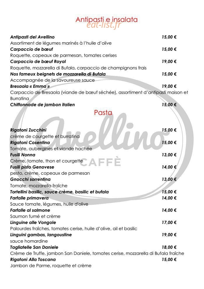 Avellino caffé — carte page 9