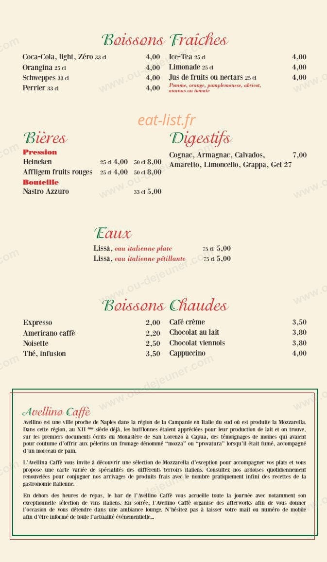 Avellino caffé — carte page 6