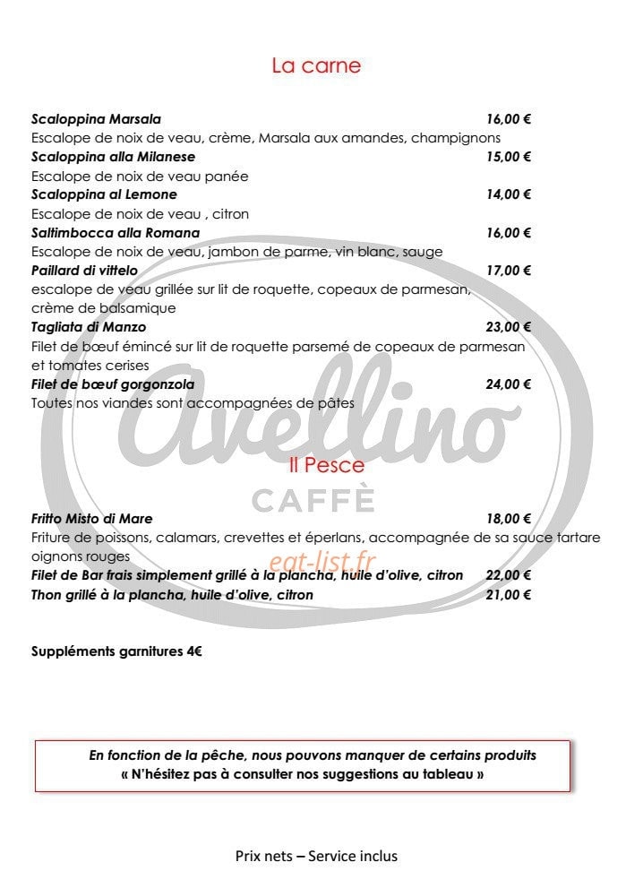 Avellino caffé — carte page 10
