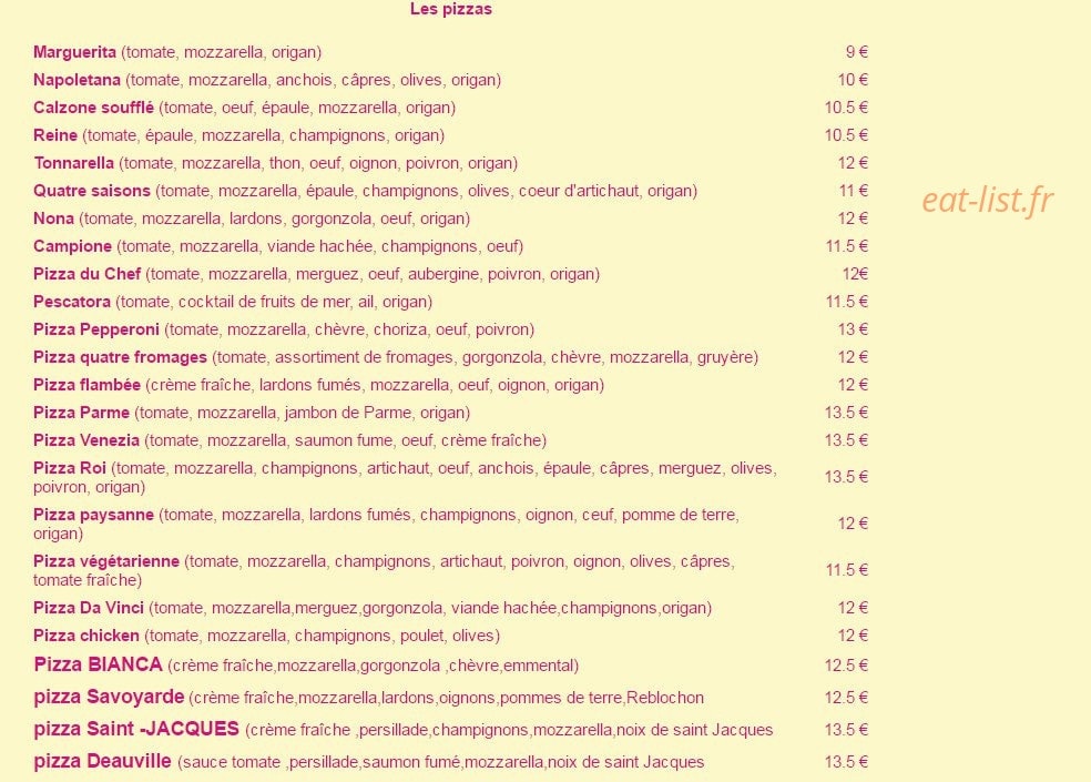 Bistrot Venizia — carte page 1