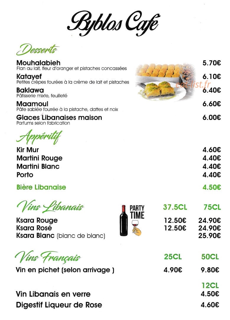 Byblos Café — carte page 3