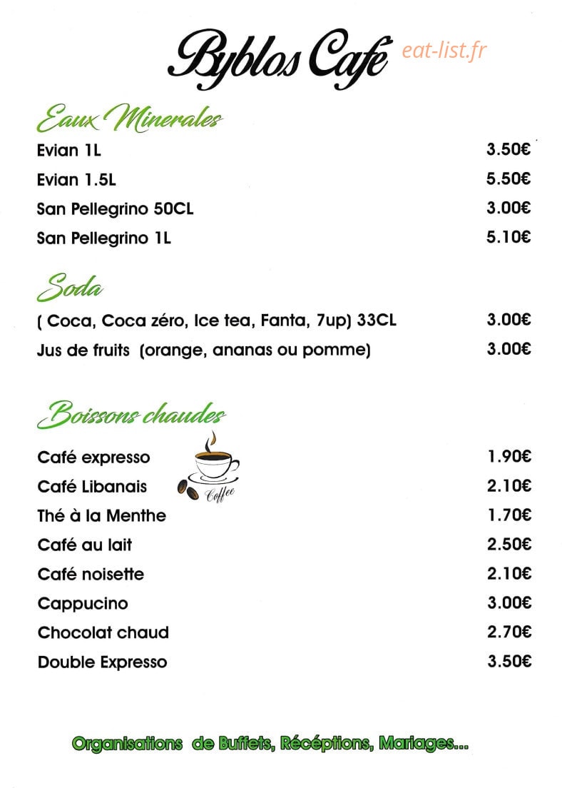 Byblos Café — carte page 4