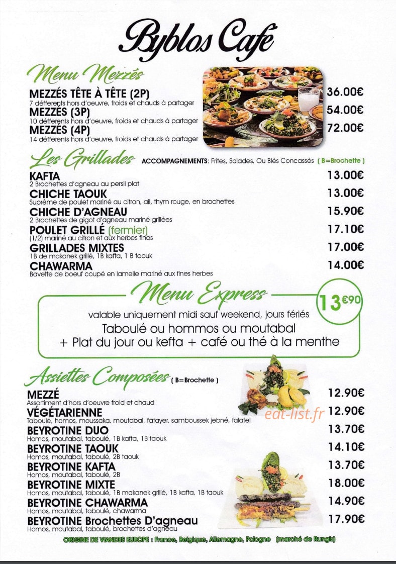 Byblos Café — carte page 2