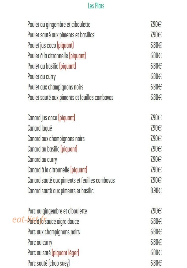Chez Tan — carte page 2
