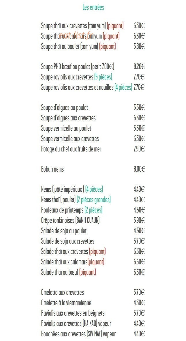Chez Tan — carte page 1
