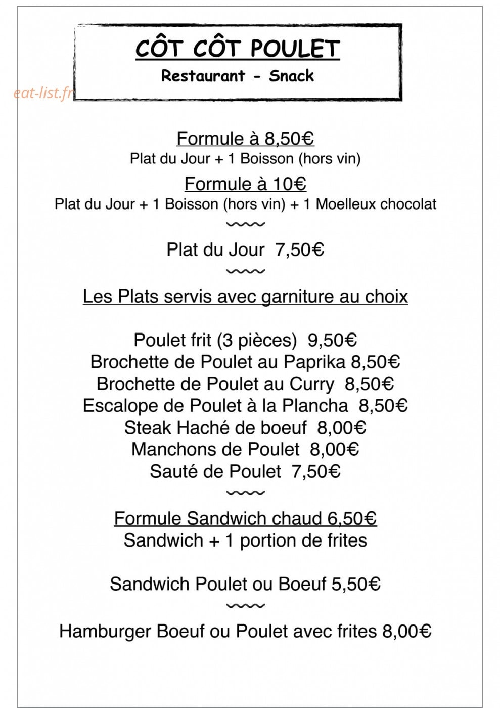 Côt Côt Poulet — carte page 1
