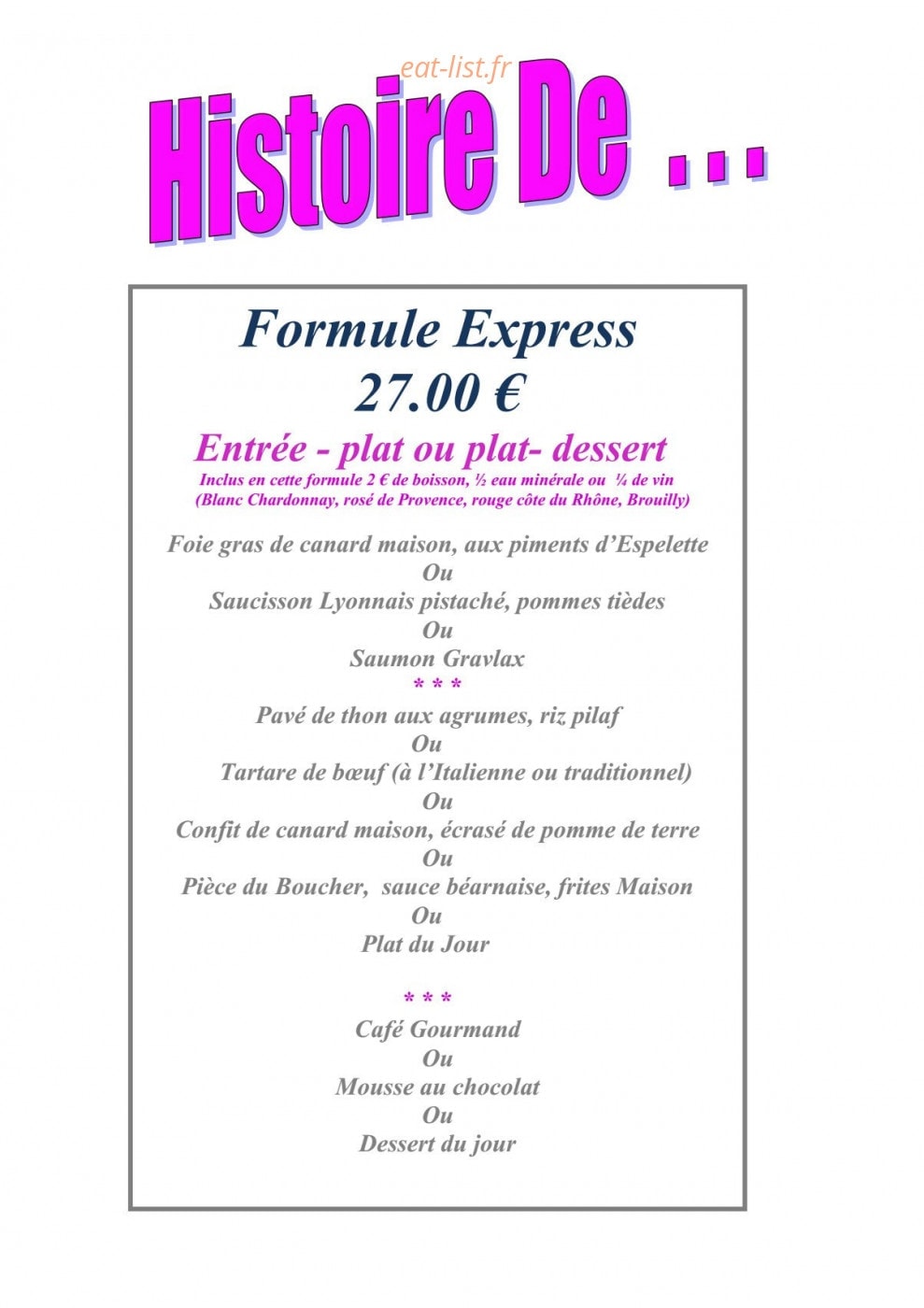 Histoire De — carte page 1