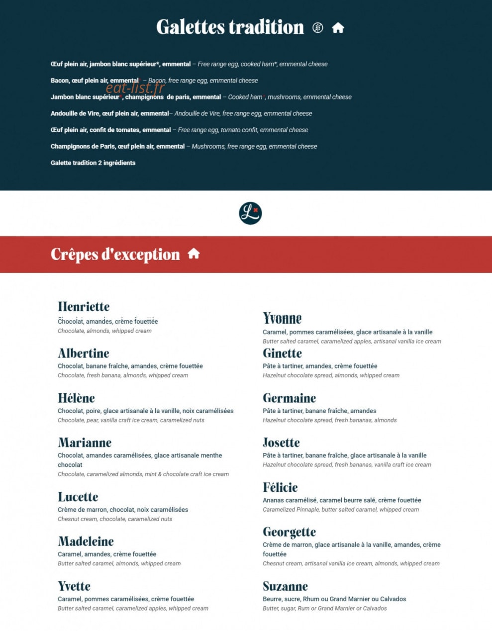 L'Atelier Artisan Crêpier — carte page 2