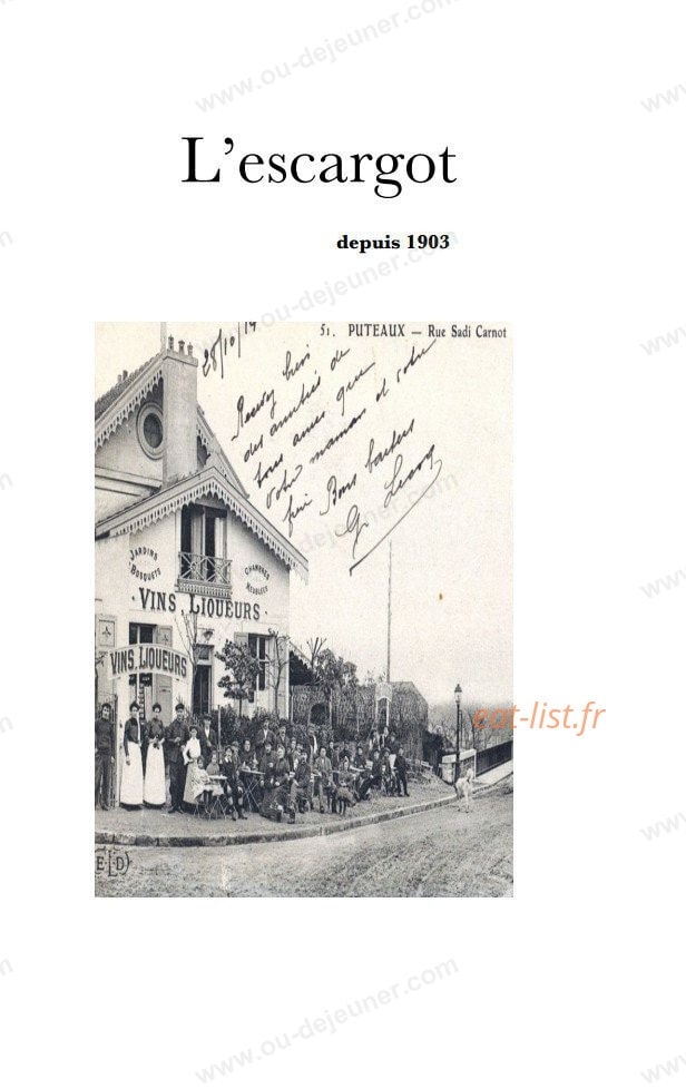 L'Escargot — carte page 1
