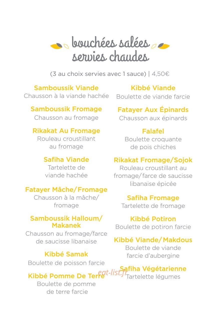 La Cantine Libanaise — carte page 2