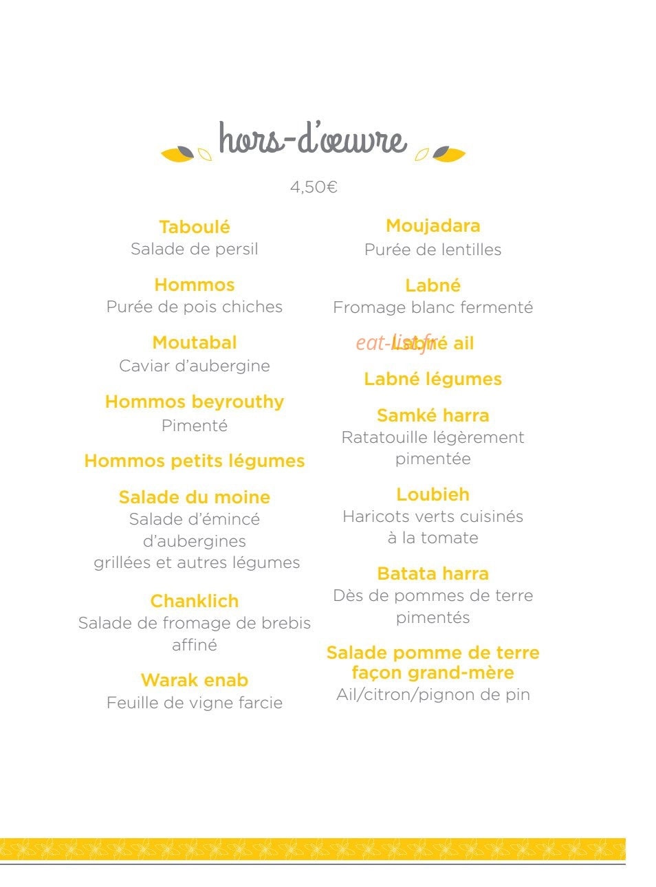 La Cantine Libanaise — carte page 5
