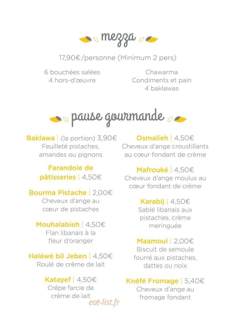 La Cantine Libanaise — carte page 7