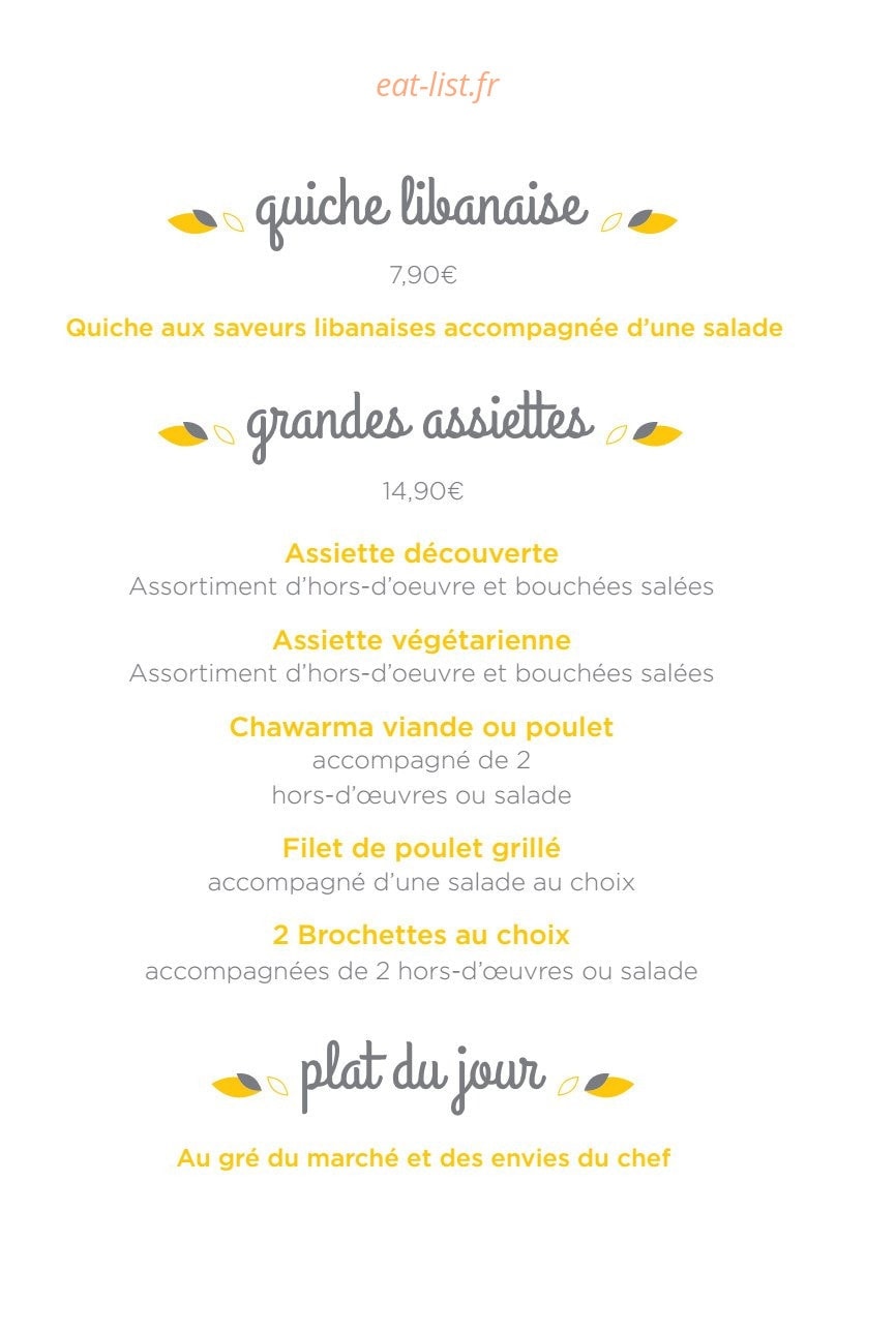 La Cantine Libanaise — carte page 6