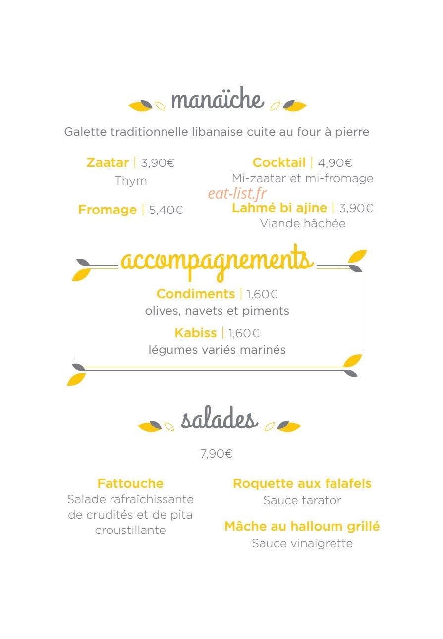 La Cantine Libanaise — carte page 4