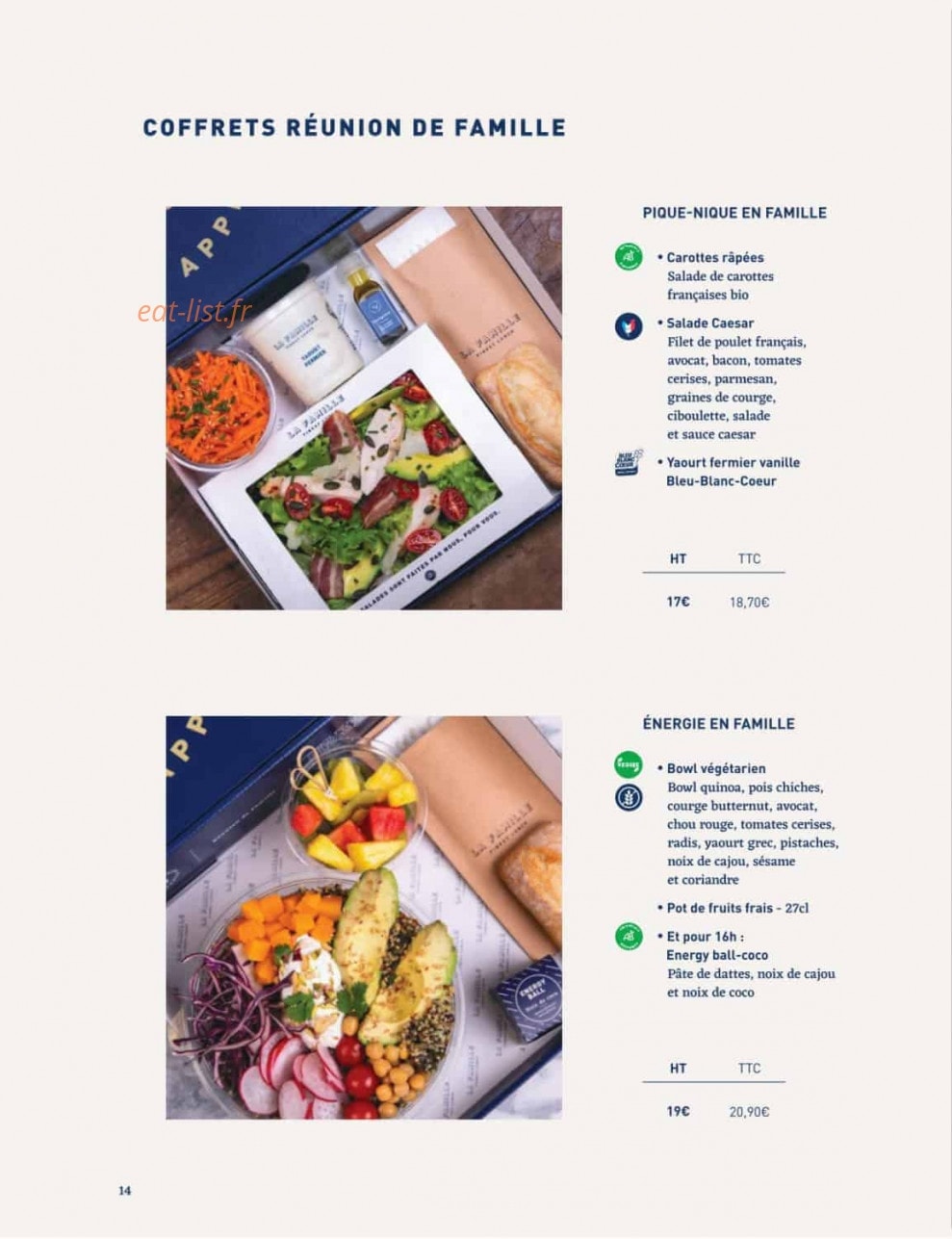 La Famille Finest Lunch — carte page 12
